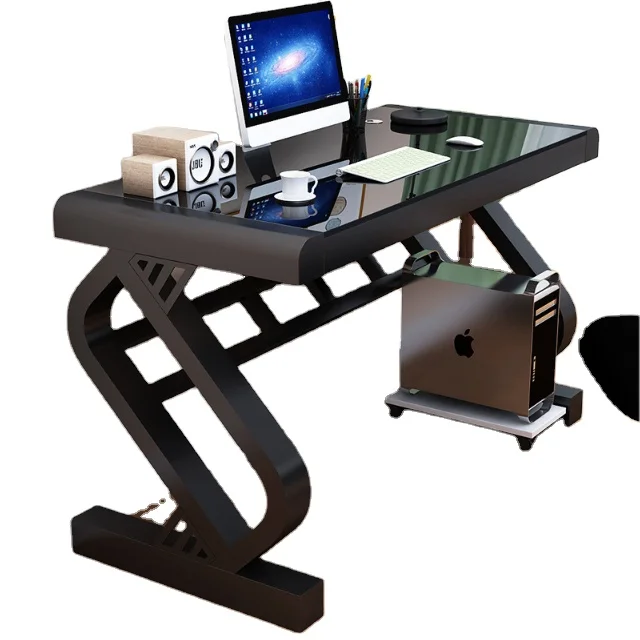 wholese high quality smooth glass table top mesa gamer corner gaming computer table pc gaming desk for gamer