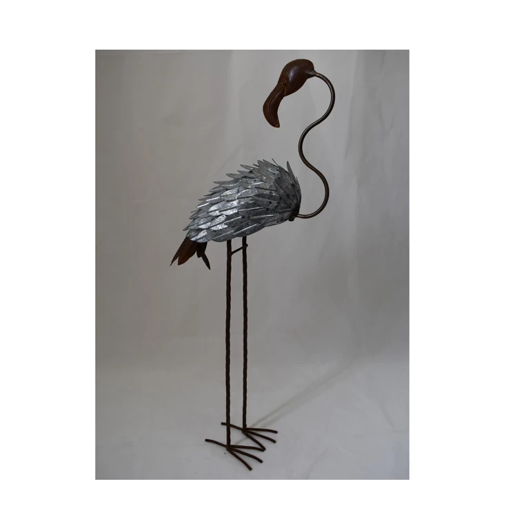 Garden Decor Pink Flamingo Ornaments Metal Bird Sculpture Garden Ornaments Cast Iron Garden Ornaments Outdoor Decorative