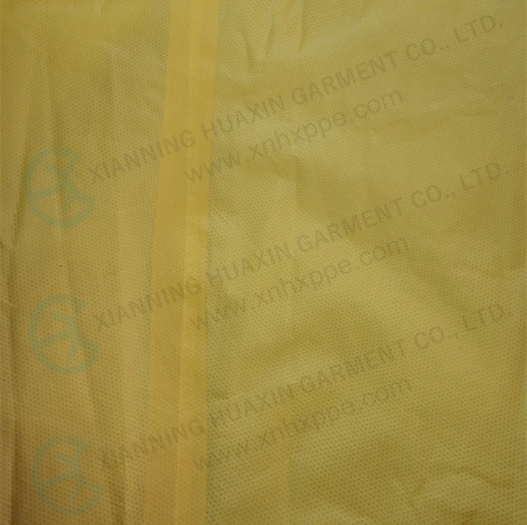 Yellow hazardous chemical resistant suit