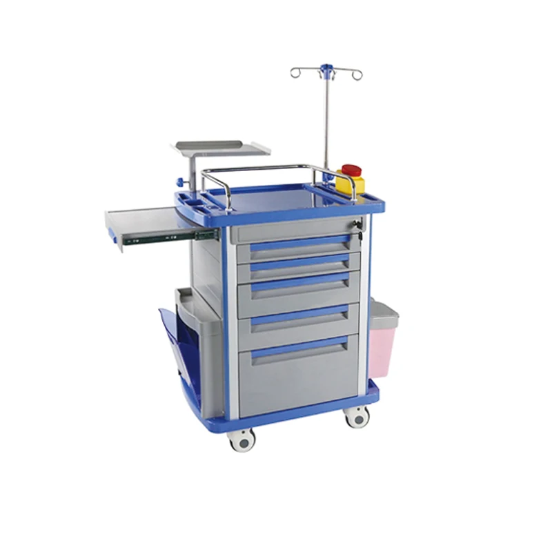 ET750-2 medical emergency trolley cart ABS trolley for hospital with wheels