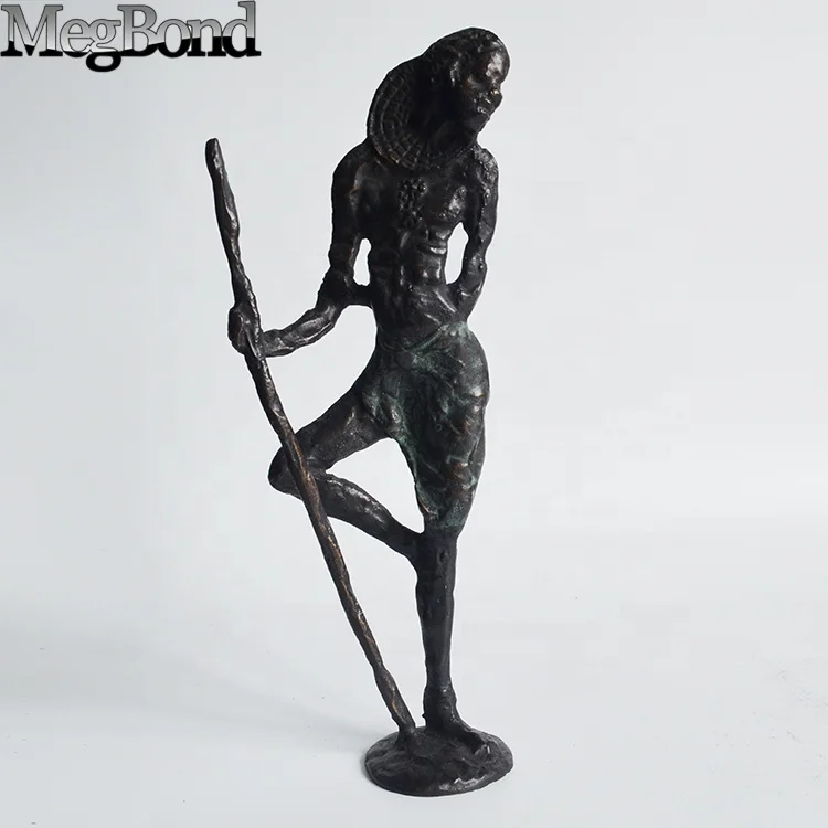 Cast iron metal bronze Minoria african statue for  home,  Mini metal man statue