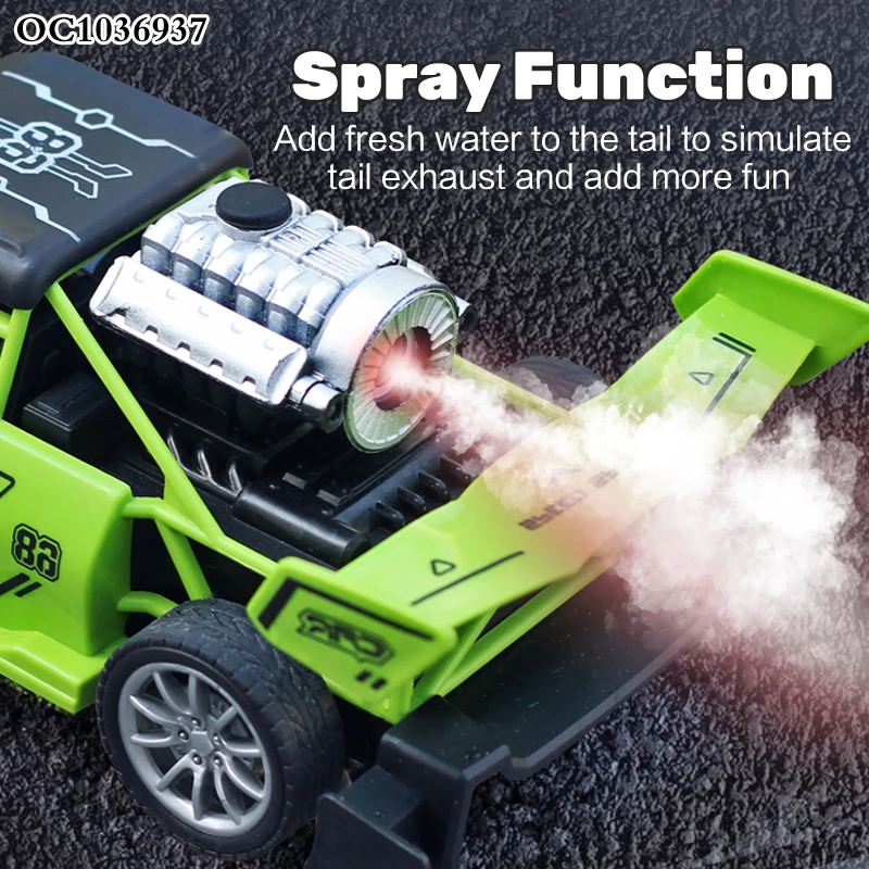 Hot selling cool 5CH rc kids remote control stunt car toy with mist spray