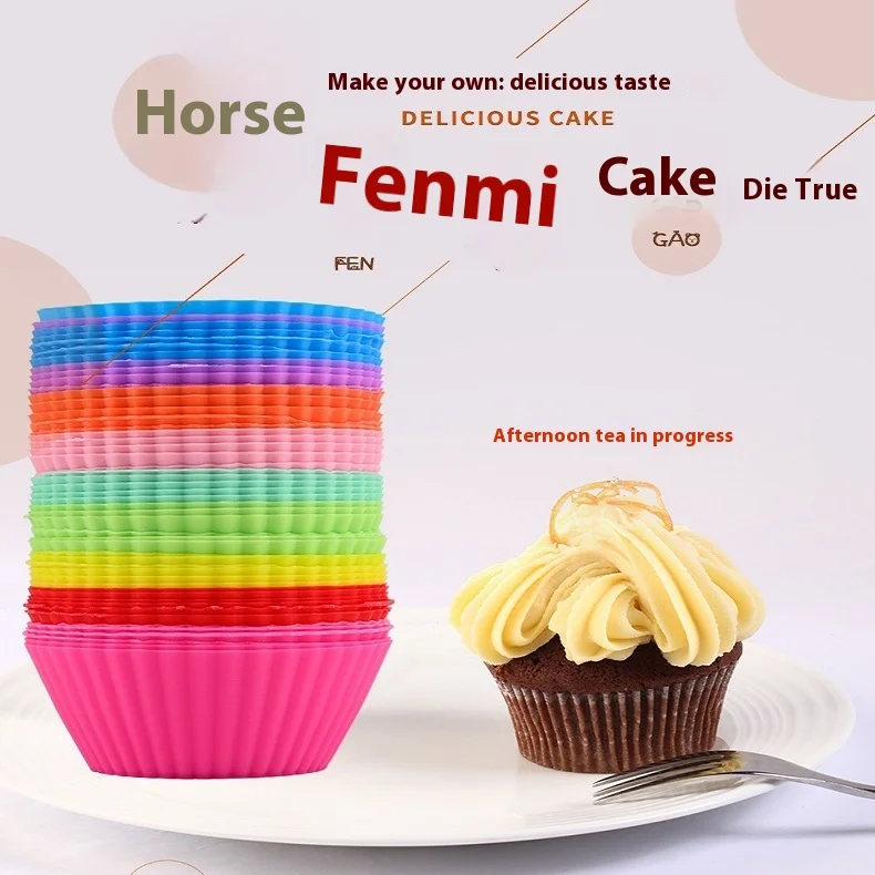 7cm Round Silicone Muffin Cups Mold Christmas Cake Tool for Baking Cupcakes Candies Pastry Wholesale Available