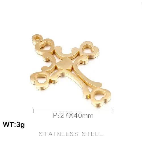 Simple Design 18K Gold Plated Stainless Steel Crucifix Cross Religious Pendant for Jewelry Making Accessories Necklace Bracelet