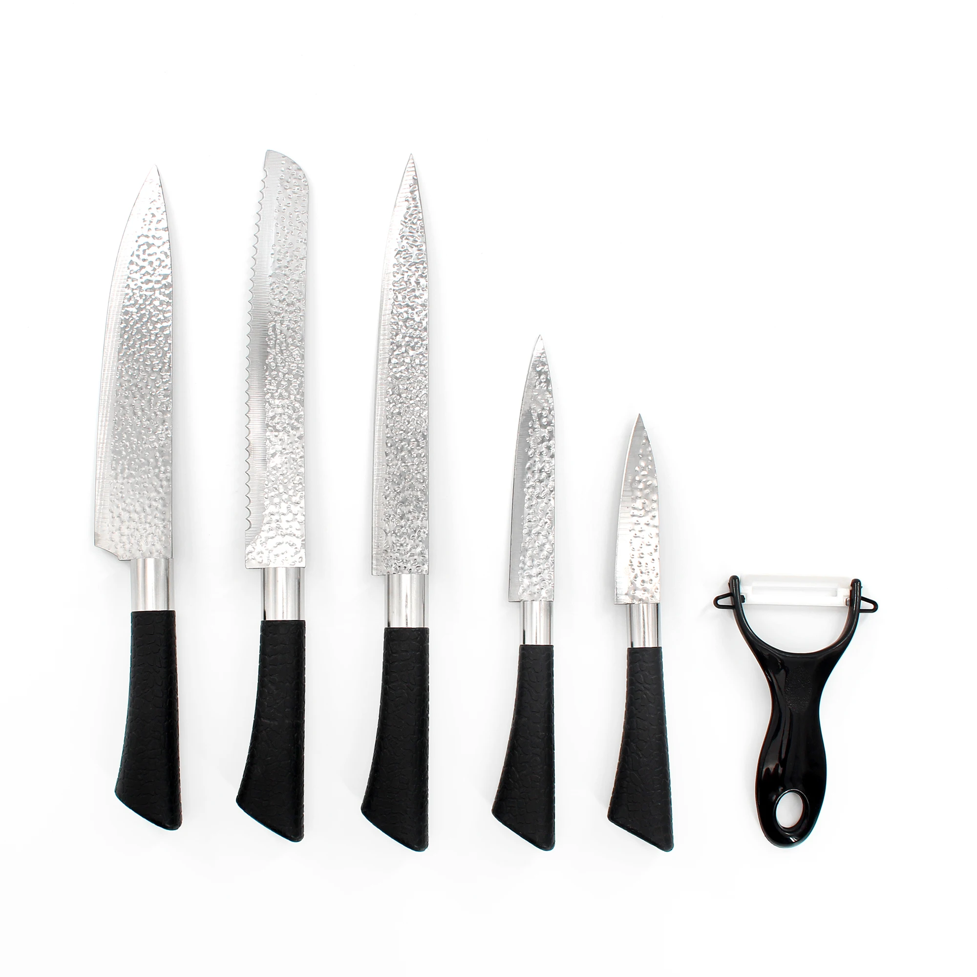 Professional 6PCS Black Color Cooking Kitchen Chef Slicing Paring Knife with Ceramic Peeler Kitchen Knives Set
