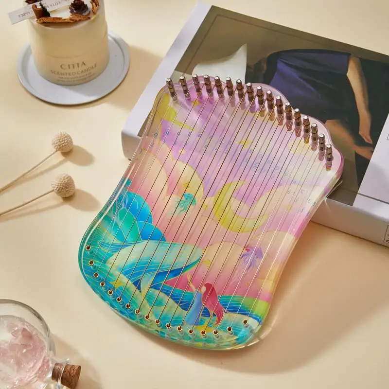 portable musical instrument hapika lyre harp free custom logo 17 strings with case