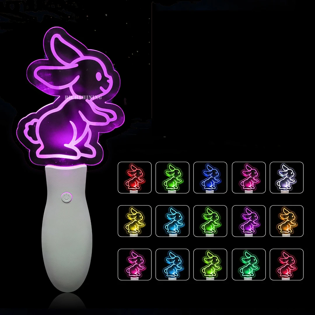 Richshining Custom Design Party Favor Programmable Light up Acrylic Stick 15 Colors Changing Concert Cheer for Fan
