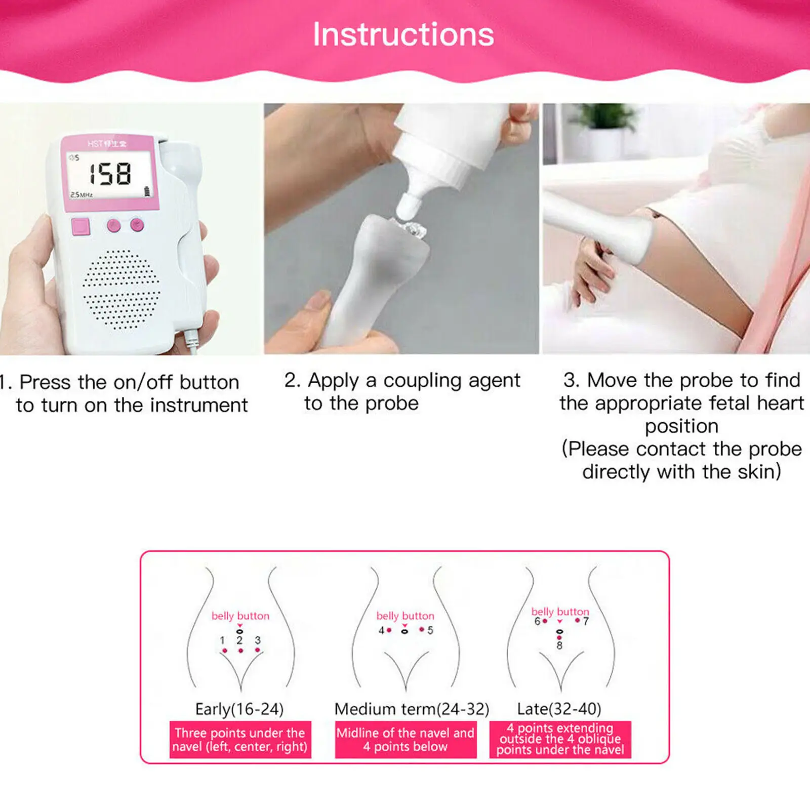 
China Manufacturer Wholesale Pocket fetal monitor Portable baby heart machine 