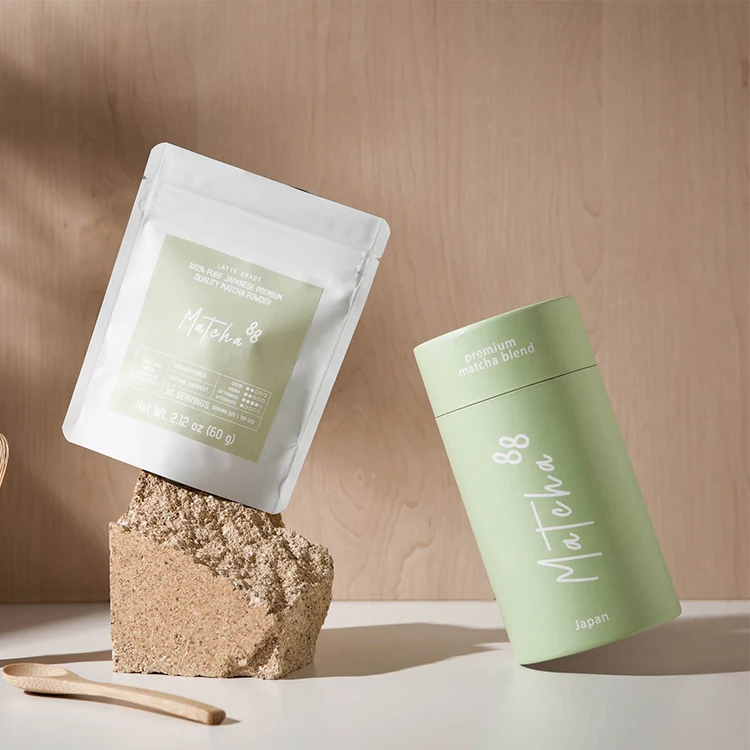 Recycclable Biodegradable Paper Tube With Custom Metal Lid Mouth Sealing for Loose Leaf Tea