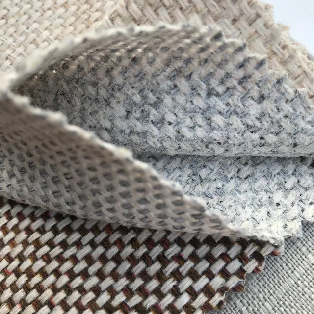 New coarse linen yarn-dyed sofa fabric imitation cotton linen interwoven plain weave small fresh pillow cloth cushion cloth