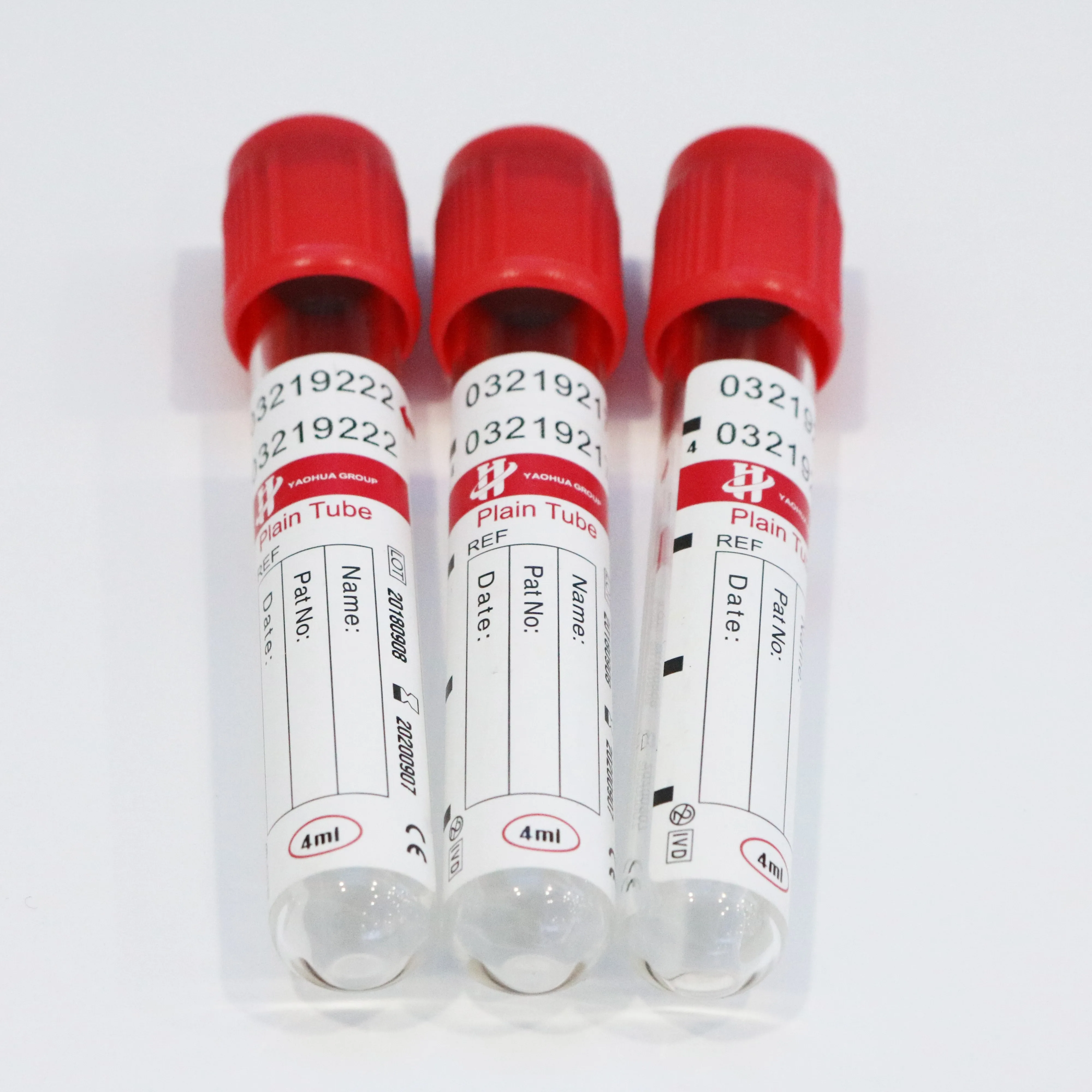 
red top vacuum plain tube with no additive blood sample taking plain blood tube 6ml 13*100mm CE PET and glass tube 