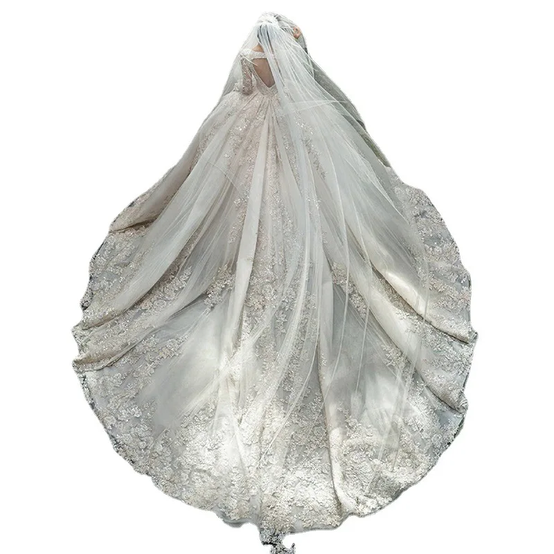 S0687Y  Wedding 2023 New Bride Big Dragging Luxury High -end Satin Girl Wedding Dress