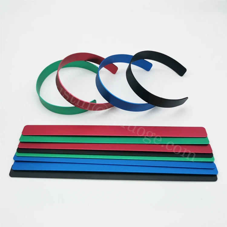 custom metal plate bracelet anodized aluminium blank metal bracelet for laser engraving logo