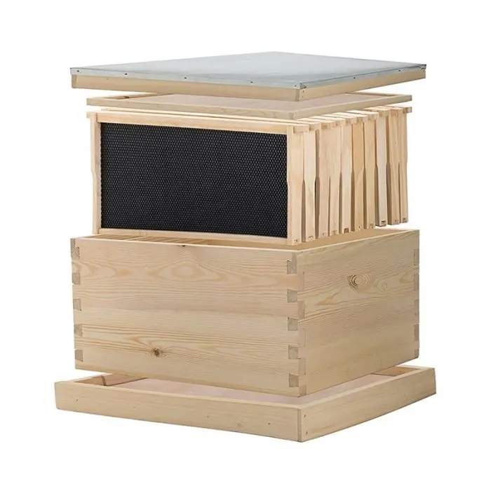 Factory Price Unassembled Beehive Box Polished Deep Brood Box Langstroth Bee Hive with Frame & Waxed Foundation (1 Layer)