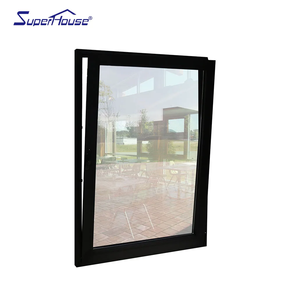 Impact resistance NOA FPA NFRC Dade testing commercial double glass black aluminum tilt and turn windows