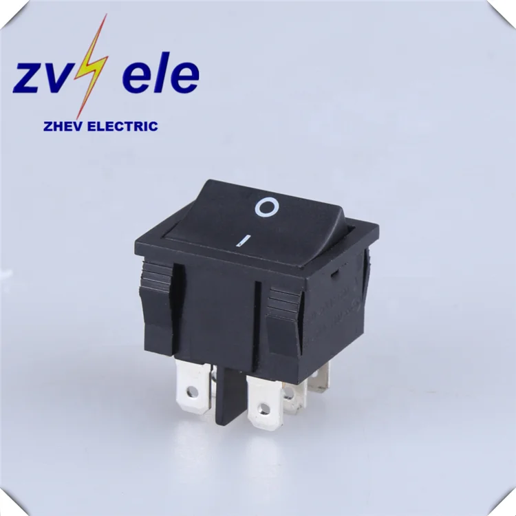 2P2T KCD2 Full Black 6 Pin Double Pole Double Throw Rocker Switch With 10A