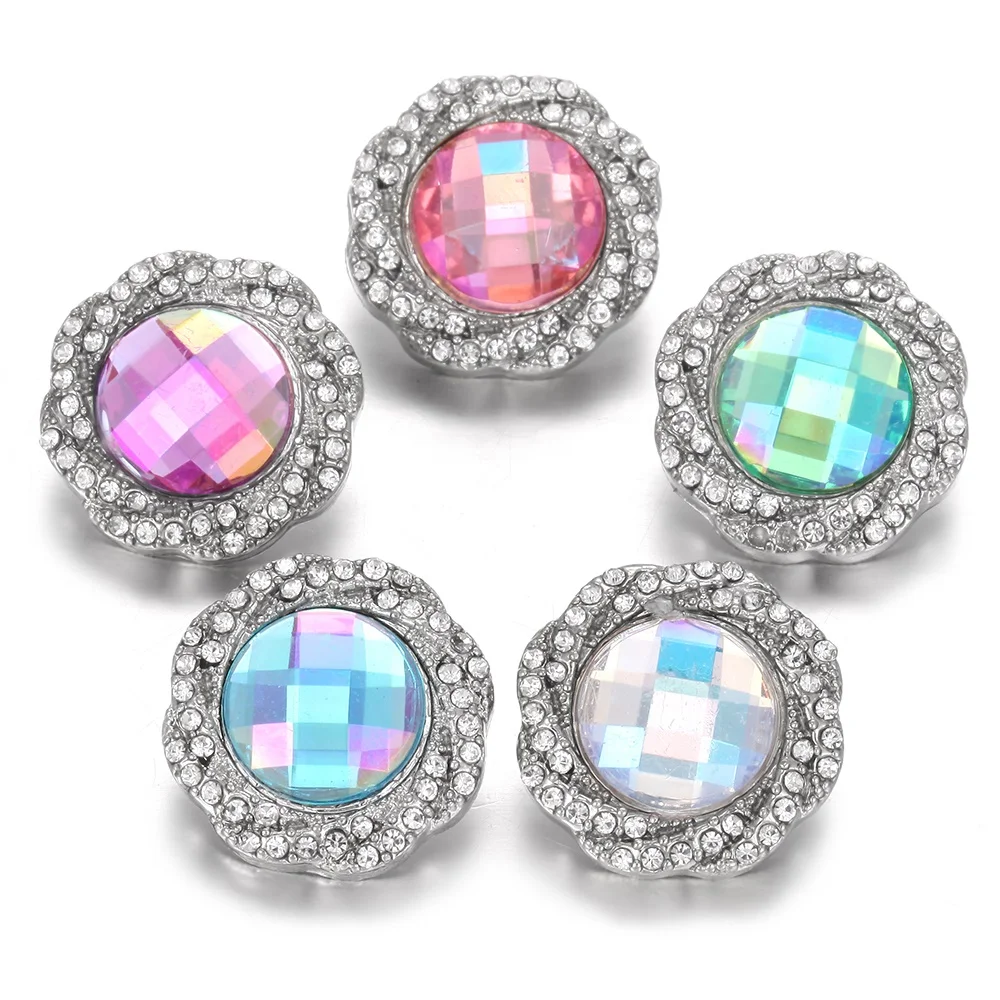 Assorted 18mm Snap Jewelry  Flower Rhinestone Knot Metal Snap Buttons Jewelry Fit Leather Snap Bracelet  ACC