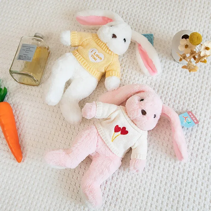 Factory Sale Price 45cm Cute Long Ear Scarf Bunny Plush Doll Cartoon Easter Rabbit Wear Sweater Soft Baby Sleeping Toy