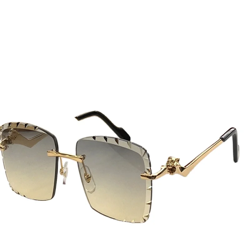 Top Quality Luxury Rimless Designer Sunglasses Car* Diamond Cut Sun Glasses With Metal Spectacle Frame with original logo