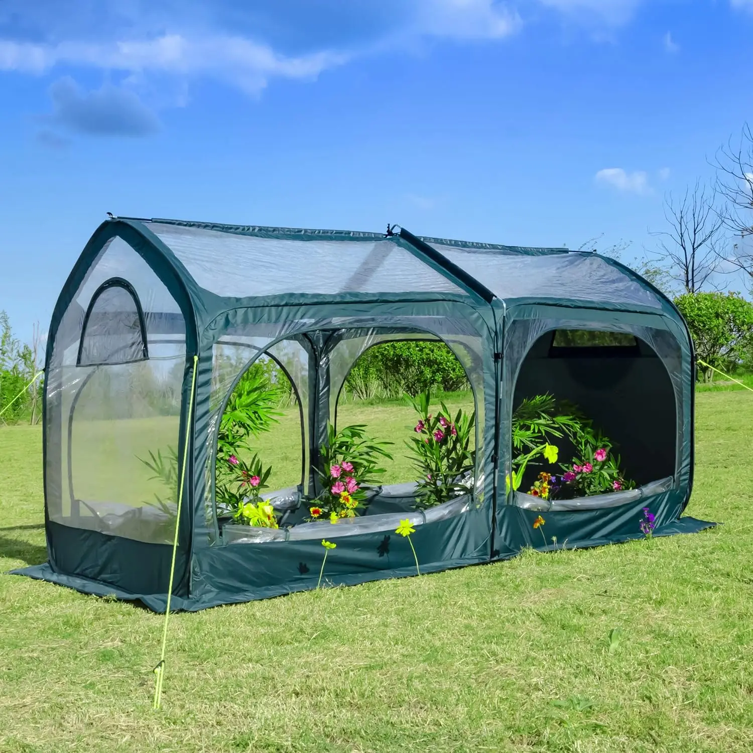 Pop Up Tunnel Flower House Mini Gardening Plant Sunshine Room Backyard PVC Greenhouse Cover