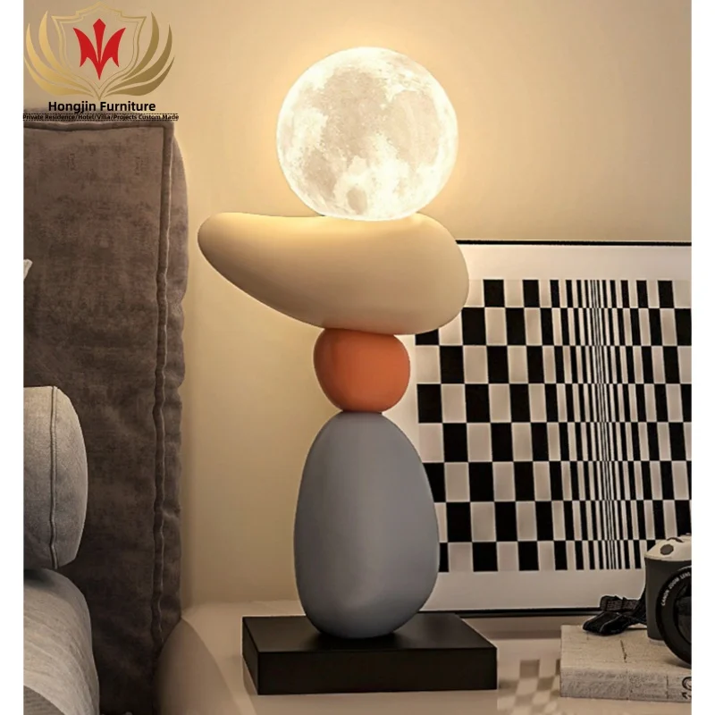 HJ HOME Light luxury Gifts & Crafts irregular shape table decoration hotel living room cabinet Art Ornament lamp with LED light
