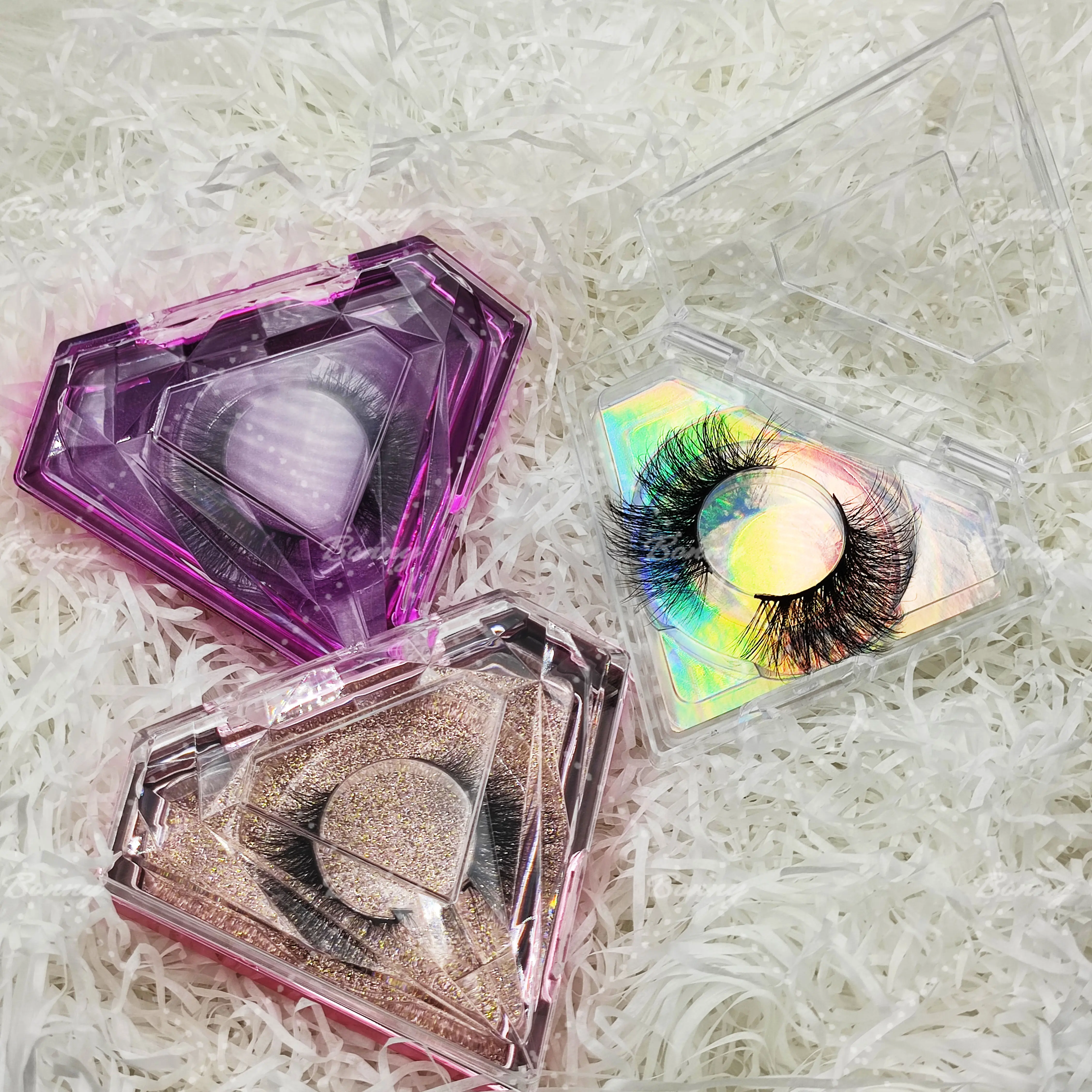 Оптовая продажа, коробки для ресниц с частным брендом, 3d футляры для ресниц из норки, упаковка для ресниц с бриллиантами на заказ