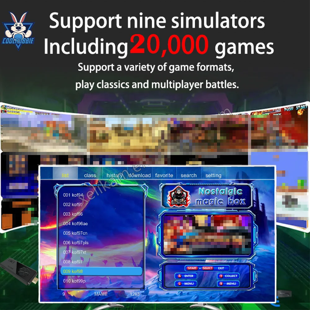 CoolRabbie Home Mini Game Stick Box portable classic retro 64gb video m8 lite console game stick 4k handheld game players