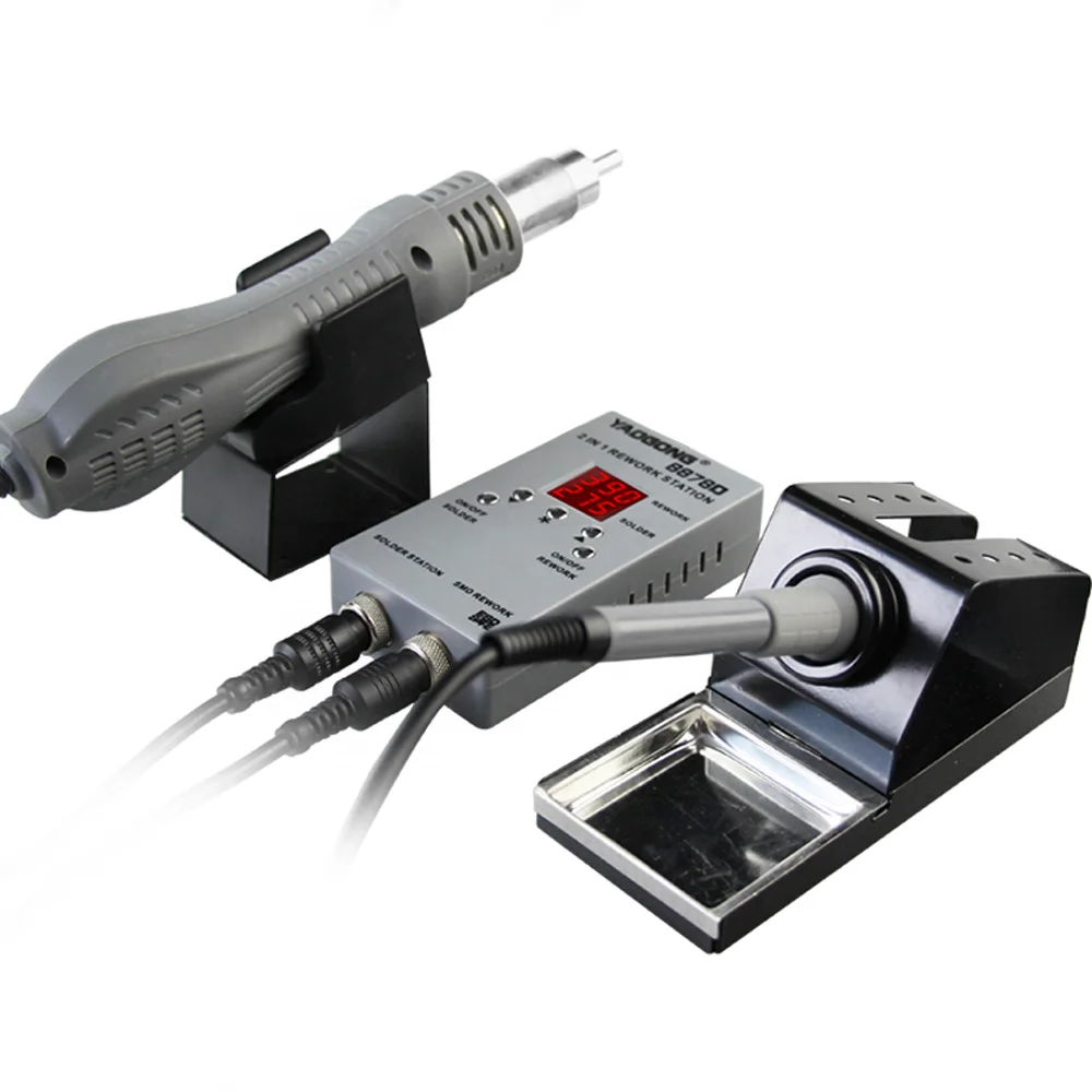 YAOGONG 8878D 2 in 1 Auto Sleep 750W SMD Rework Mobile Repair Tool Portable Hot Air Heat Gun Electric Soldering Iron Station