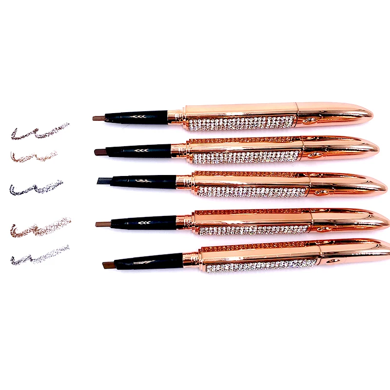 2025 New eyebrow pencil 5 color instock waterproof with 2 in 1 eyebrow brush together
