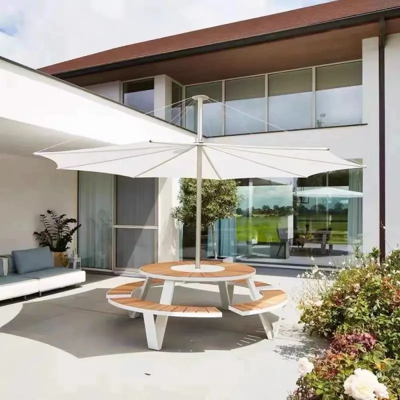 Outdoor Patio Hotel Restaurant Dining Plastic Wood Table And Chairs Modern Park Picnic Wooden Table With Bench