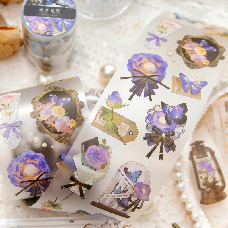 2M/Roll Twilight PET Tape Flower Dynasty Story Series Literary Exquisite Handbook Decorative Material Stickers