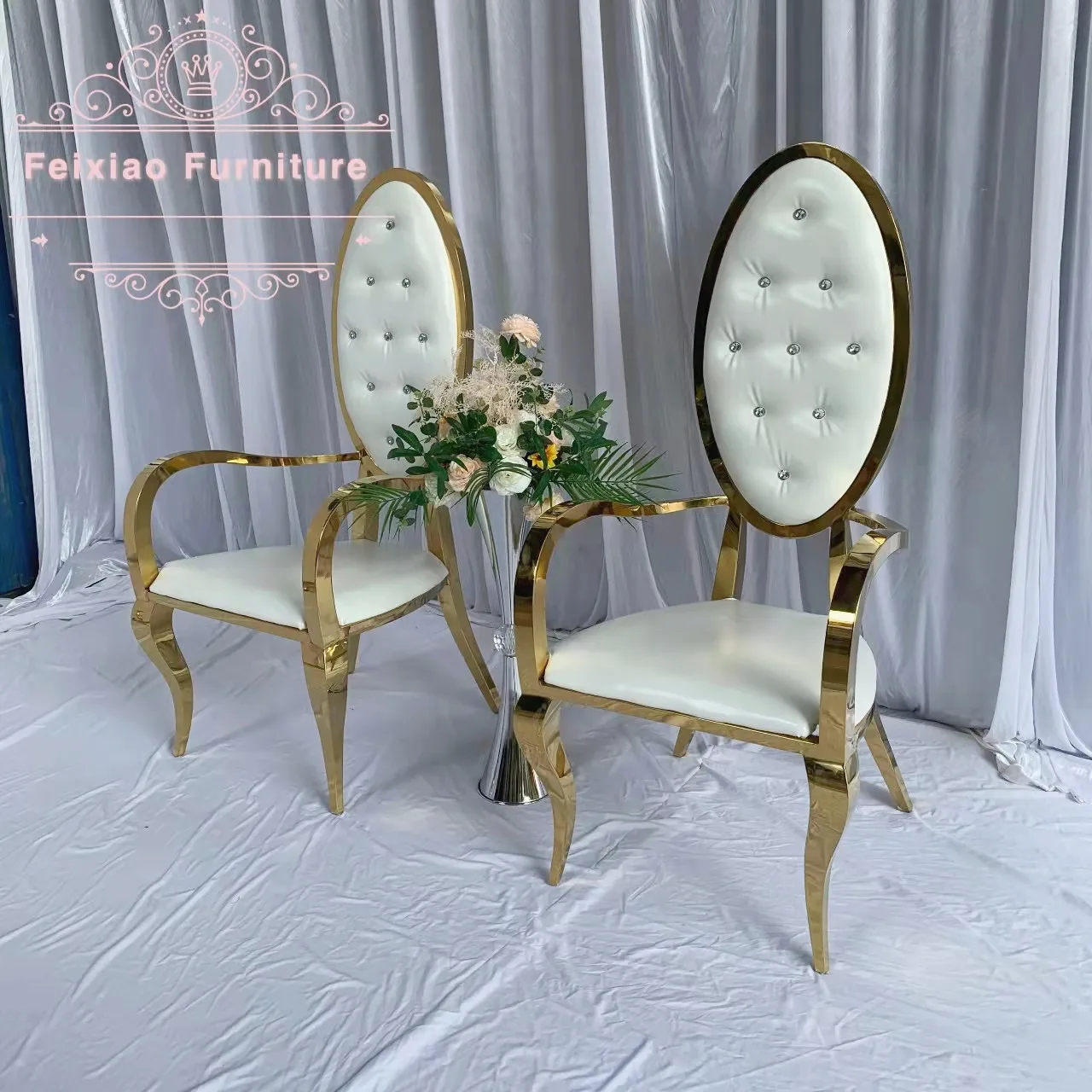 stainless steel design wholesale bride and groom wedding chairs with arms
