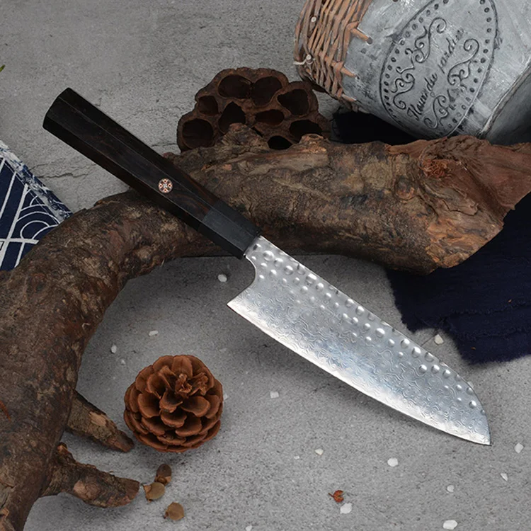 
Konoll 7 inch Professional Japanese Damascus Steel Kitchen Santoku Chef Knives hot sales Japanese knife 1pc MOQ in stock 