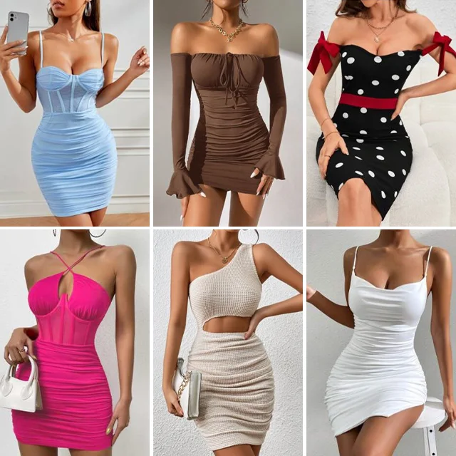 Fashion Summer Women Clothing Holiday Short Sleeve Shoulder Casual Dress Mix Random Dress Summer New Style Temperament Dress