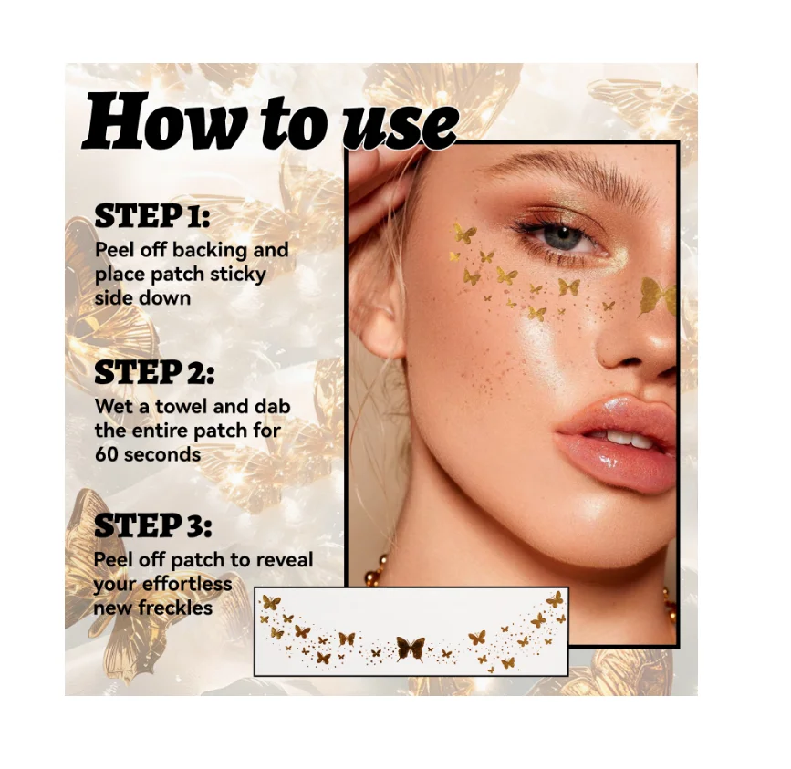 Временная фольга поддельные татуировки веснушки золотистые металлические блестящие татуировка для лица наклейка