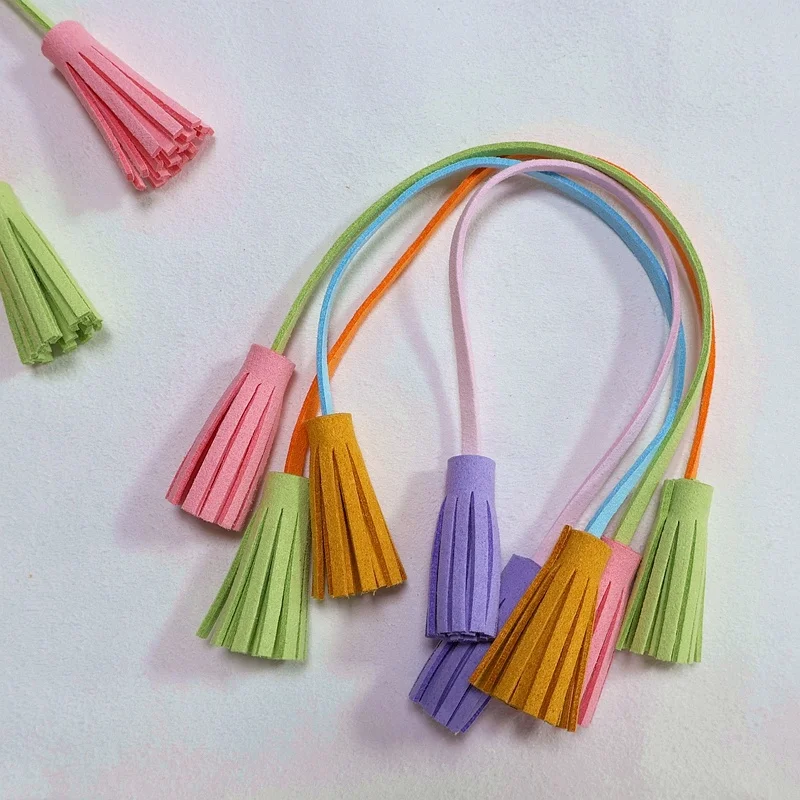 Handbag Phone Car Key Jewelry DIY Keychains Charms Gift for Girls Customizable colourful Suede Leather Tassel