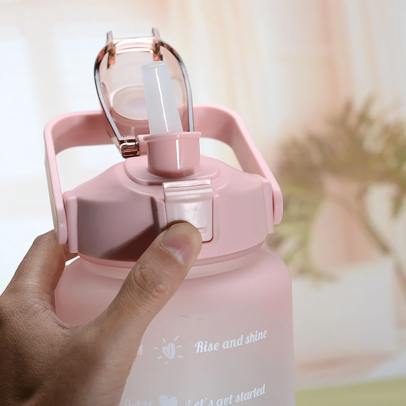 2 liter plastic water bottle with silicone straw markers sublimation sports bottle