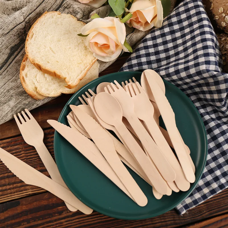 Hot sale high quality and cheap disposable spoon, knife and fork, bulk wooden tableware, easy to carry