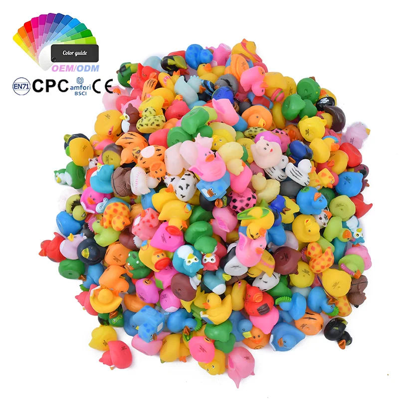 Eco Friendly Safe kids bath toys vinyl mixed Unique Rubber Ducks