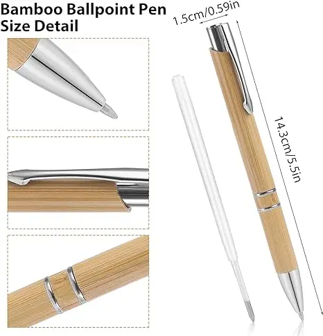 Customized Laser Engraved Logo Printed Ball Point Pens Eco Friendly Bamboo Wood Pens Personalized Black Ink Bamboo Pen