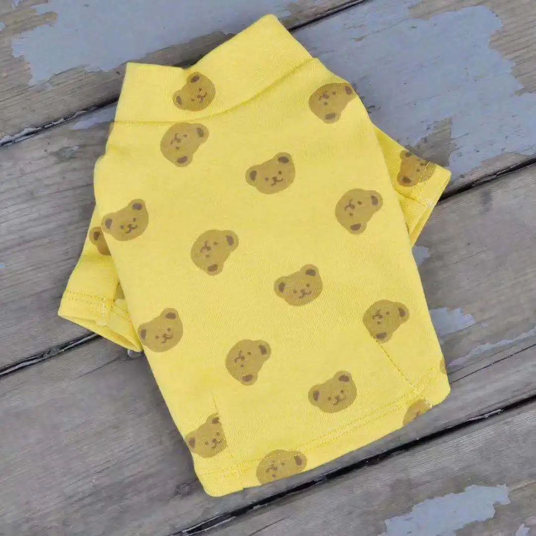 Wholesale Custom INS Korea Spring Autumn Pet Home Clothes Cute Bear Pattern Dog Vest Puppy Cotton Air Conditioning Apparel