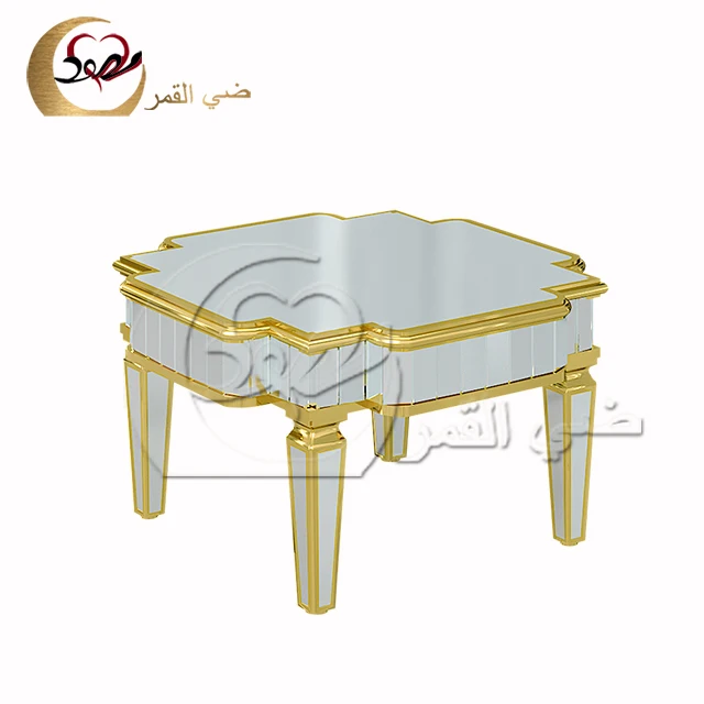 Modern Mirror Gold Stainless Steel Metal Square Coffee Table For Living Room