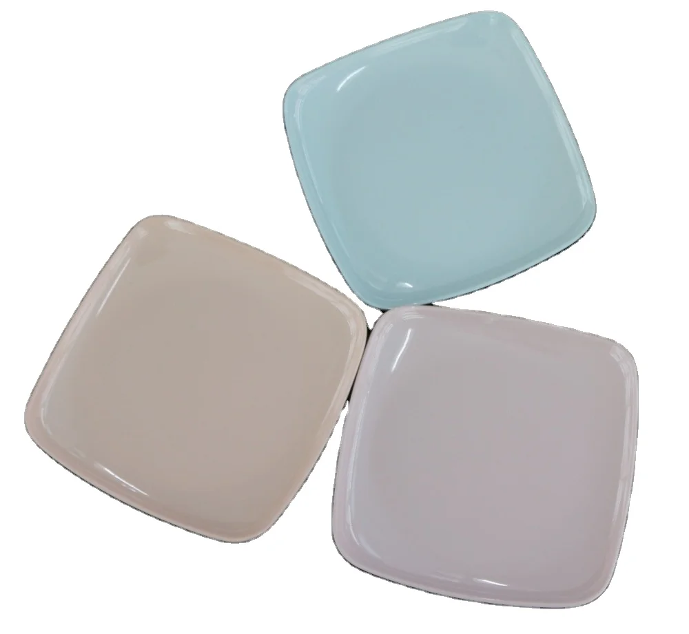 
Melamine square dinner plate serving plate with decal 