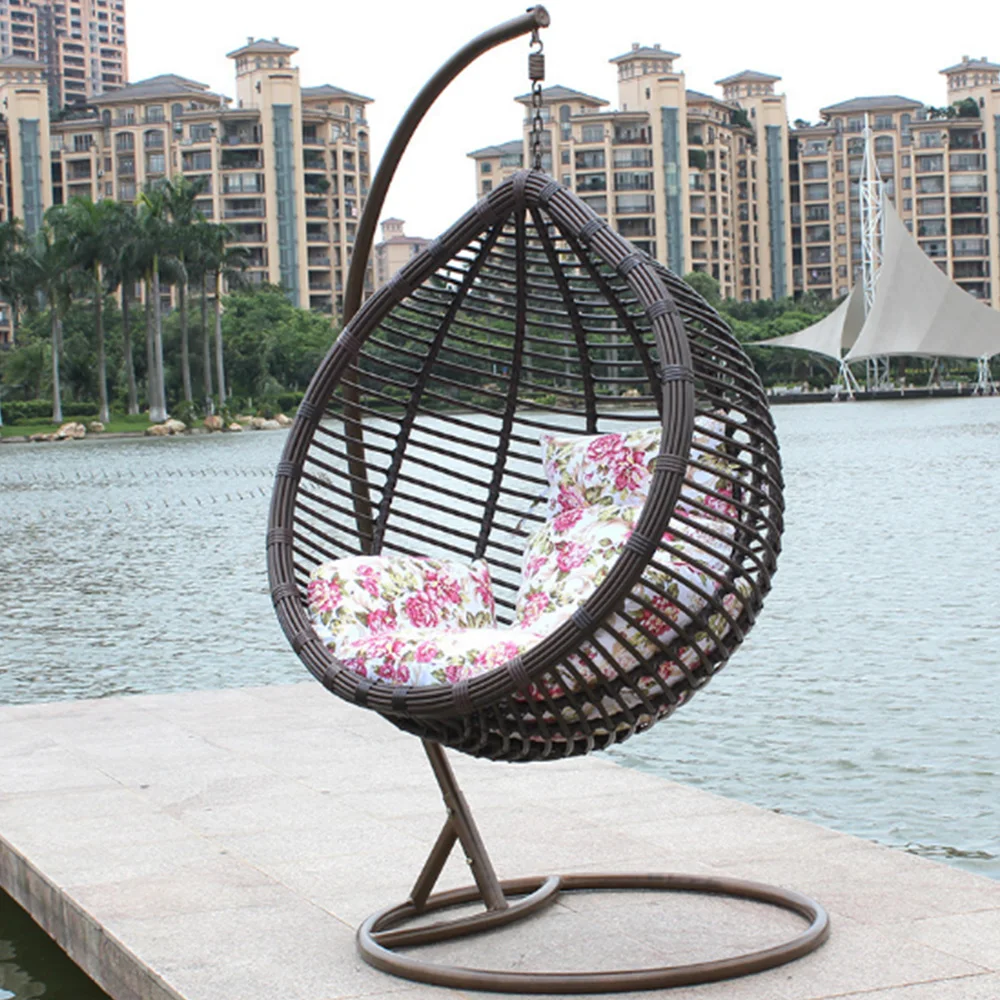 Patio garden outdoor wicker rattan egg shaped chair swing set furniture with good price
