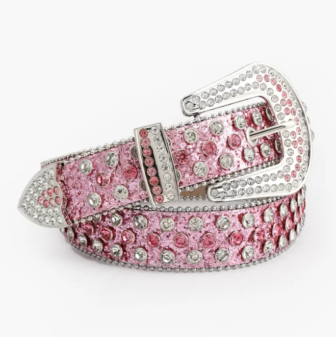 2024  Western Style Pearl Rhinestone  Crystal Belt Buckle Luxury Rhinestone Belts for Men and Women