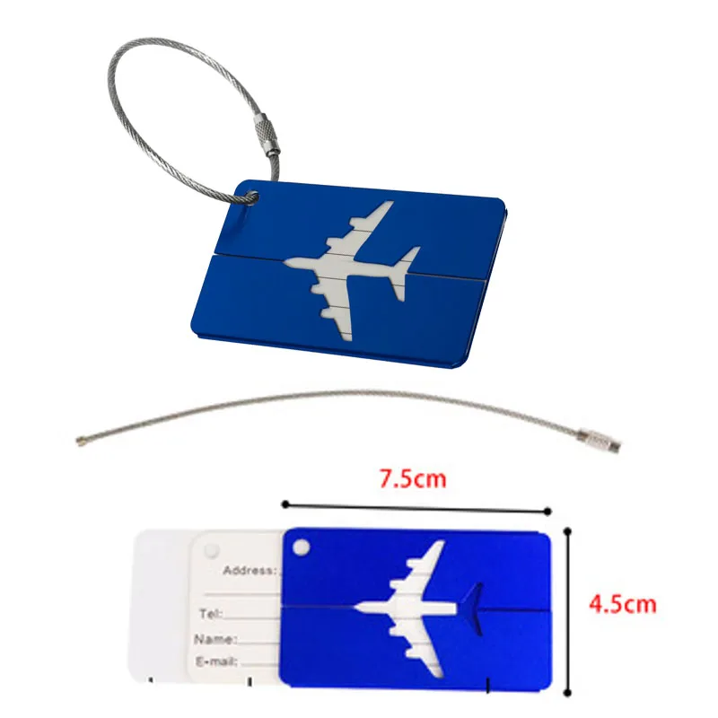Luggage Tags Business Card Holder Aluminium Metal Travel ID Bag Tag for Travel Luggage Baggage Identifier