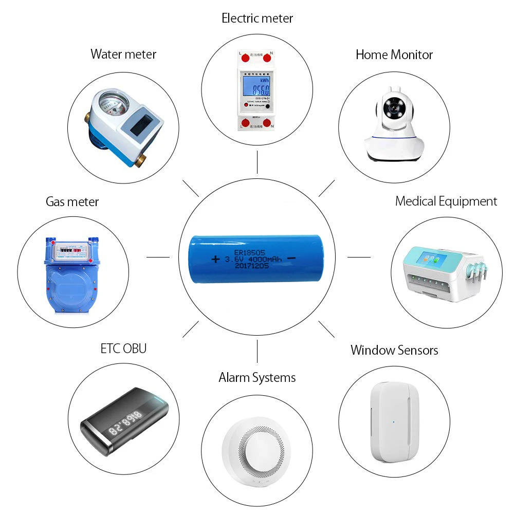 Non rechargeable ER18505 3.6V 4000mAh Primary lithium battery for Ultrasonic flow meter