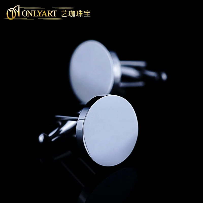 Design  your own cufflinks Round men engraved custom Logo French Cuff Shirt stainless steel cufflink jewelry engraving