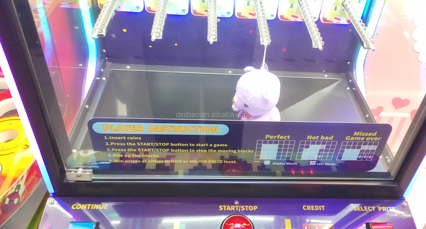 New Design Coin Operated Arcade Prize Gift Machine Doll Machine Brick Stacker Toy Vending Machine