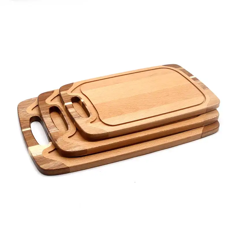 Hot sale acacia wood cutting boards wholesale wooden chopping board set with handle